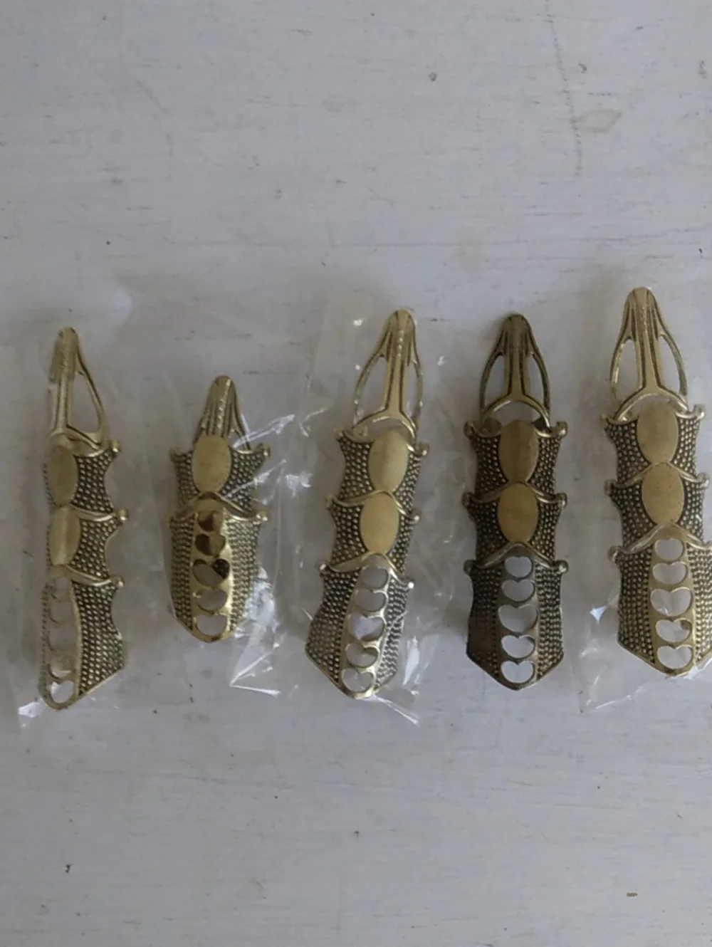 Gothic Gold Brass Full Finger Claw Ring Set Of 5